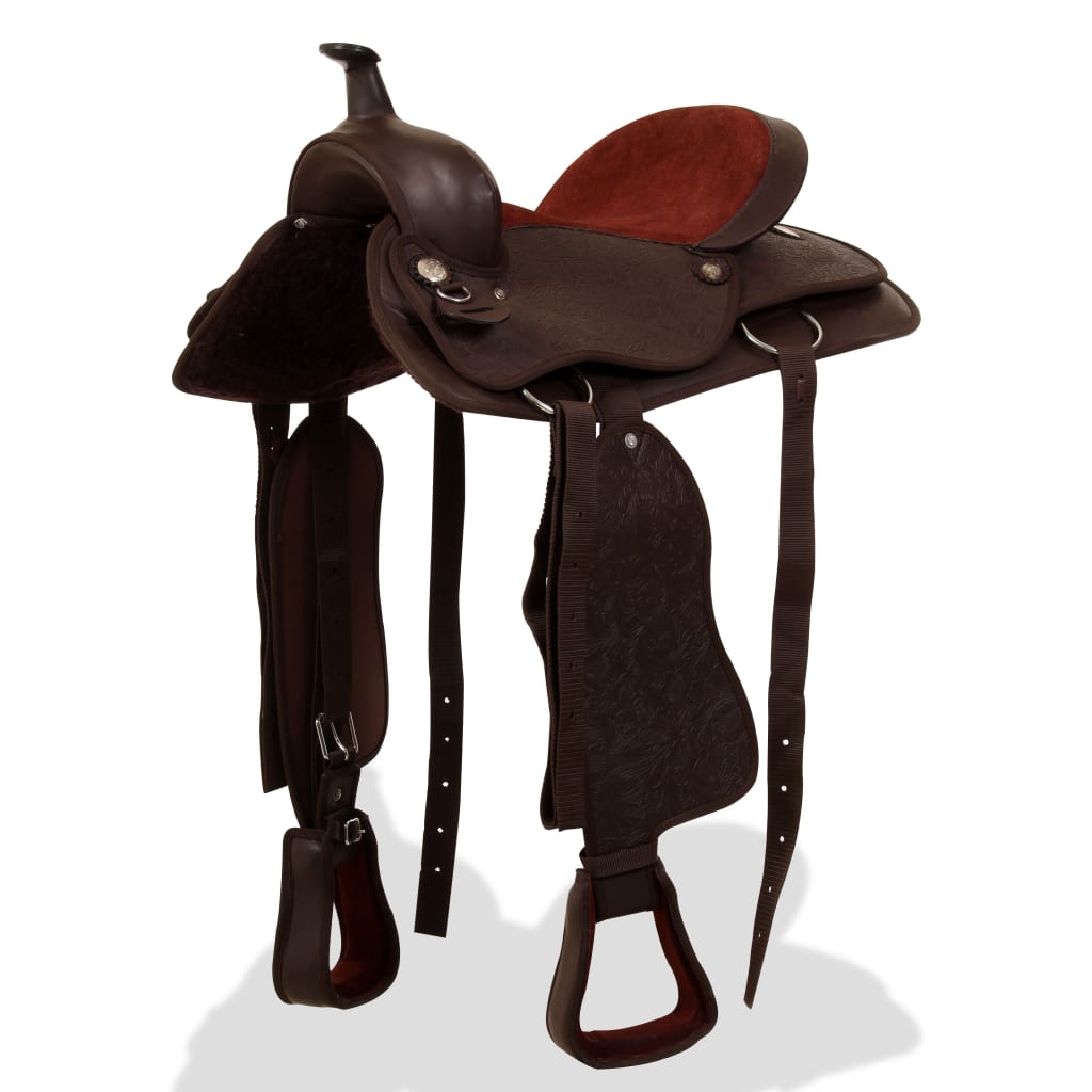 Sella Western Testiera e Pettorale in Vera Pelle 16" Nero
